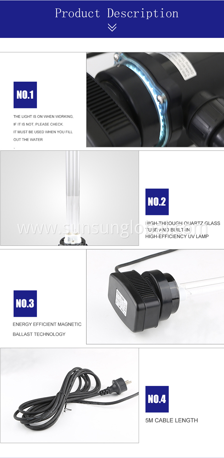 Sunsun germicidal uvc led uv sterilizer lamp for fish tank